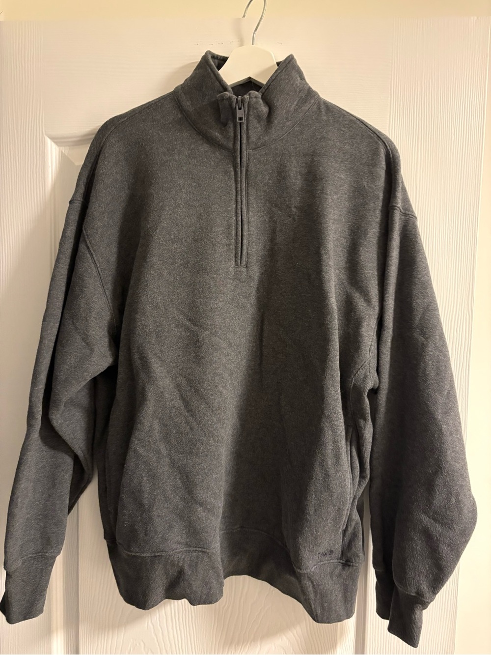 Aritzia TNA Sweatfleece Dark Charcoal Half-Zip Sweater